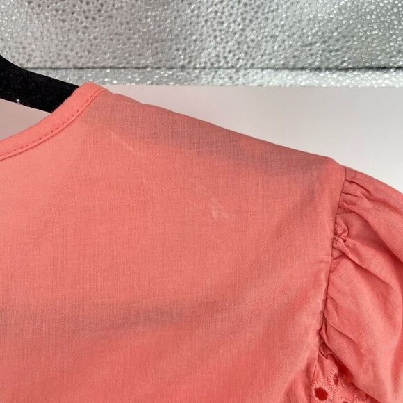 Liz Claiborne Coral Orange Eyelet Cotton Top – Keyhole Neck, Petite Medium - Picture 8 of 10